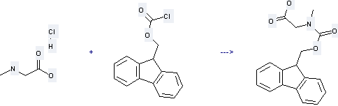 The Sarcosine hydrochloride can react with 9H-Fluoren-9-ylmethyl chloroformate to get N-(9-Fluorenylmethyloxycarbonyl)sarcosine.
